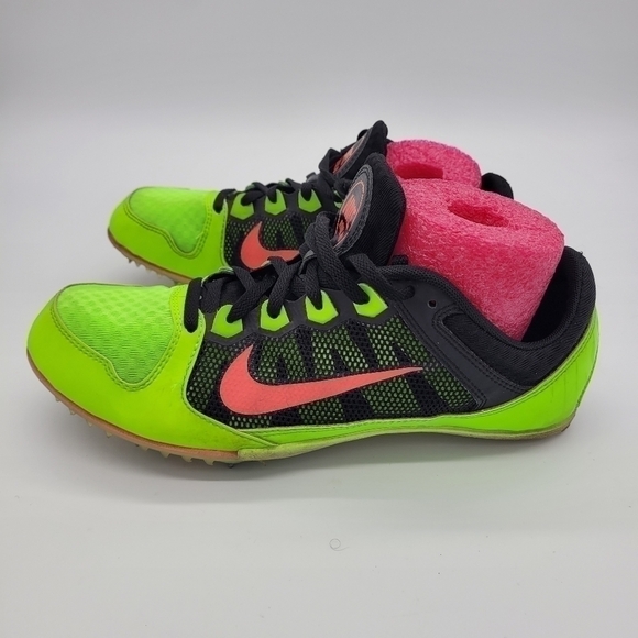 Nike Shoes Men 9.5 ZOOM Rival 7 MD Neon Green & Pink Track Cleats - Picture 1 of 13